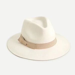 NWT J. Crew Western Hat with Grosgrain Trim in Heather Flax 100% Wool size S/M